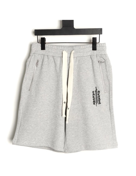 Chrome Hearts Leather-Appliqu¨¦ Cross-Embroidered Shorts,Chrome Hearts