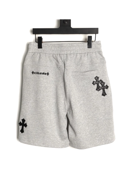 Chrome Hearts Leather-Appliqu¨¦ Cross-Embroidered Shorts,Chrome Hearts