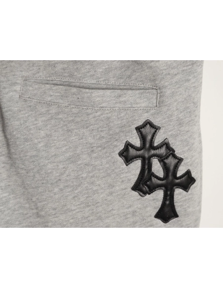 Chrome Hearts Leather-Appliqu¨¦ Cross-Embroidered Shorts,Chrome Hearts