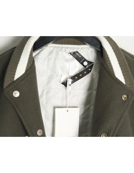 Givenchy Embroidered Letter Leather Sleeve Patchwork Wool Baseball Jacket,Givenchy