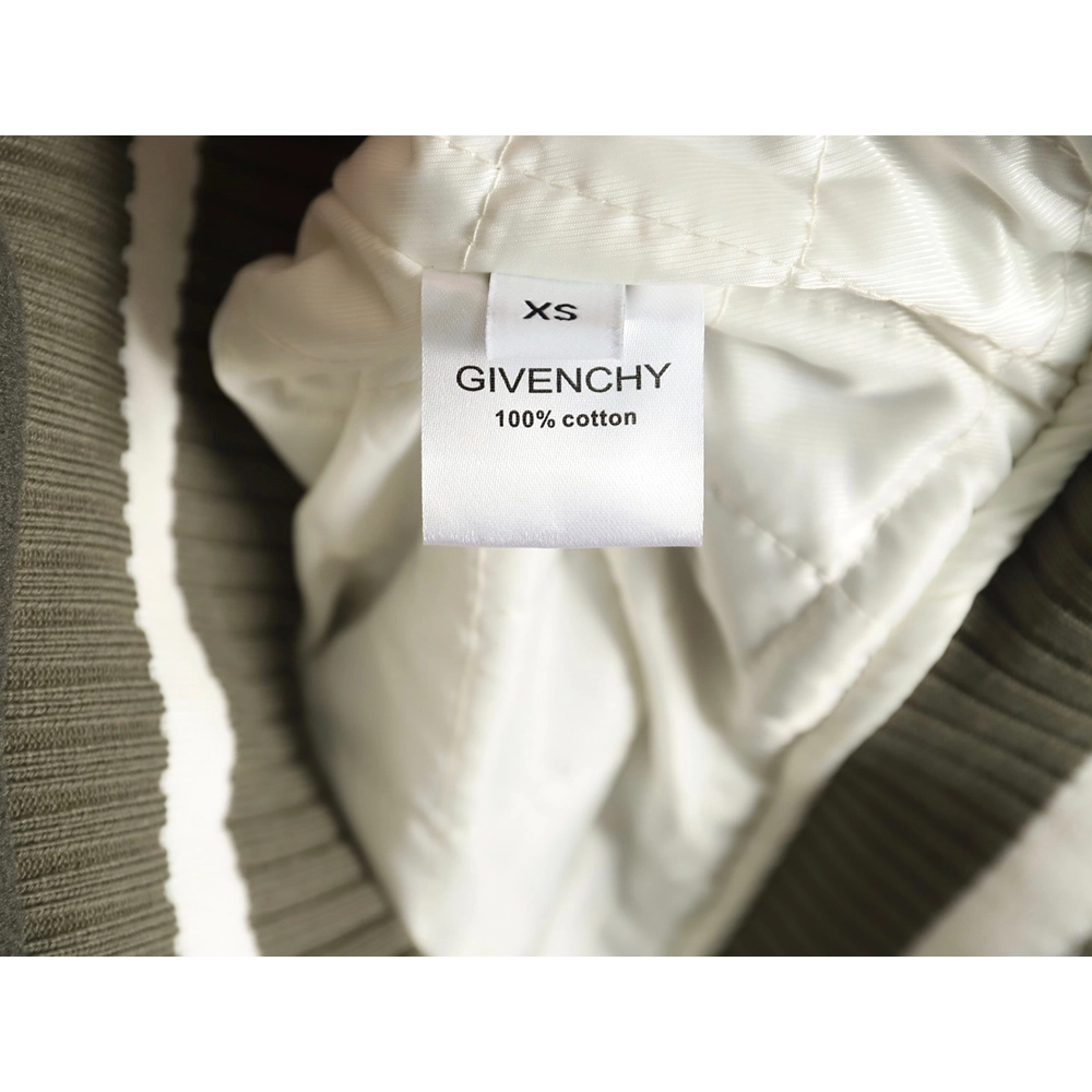 Givenchy Embroidered Letter Leather Sleeve Patchwork Wool Baseball Jacket,Givenchy