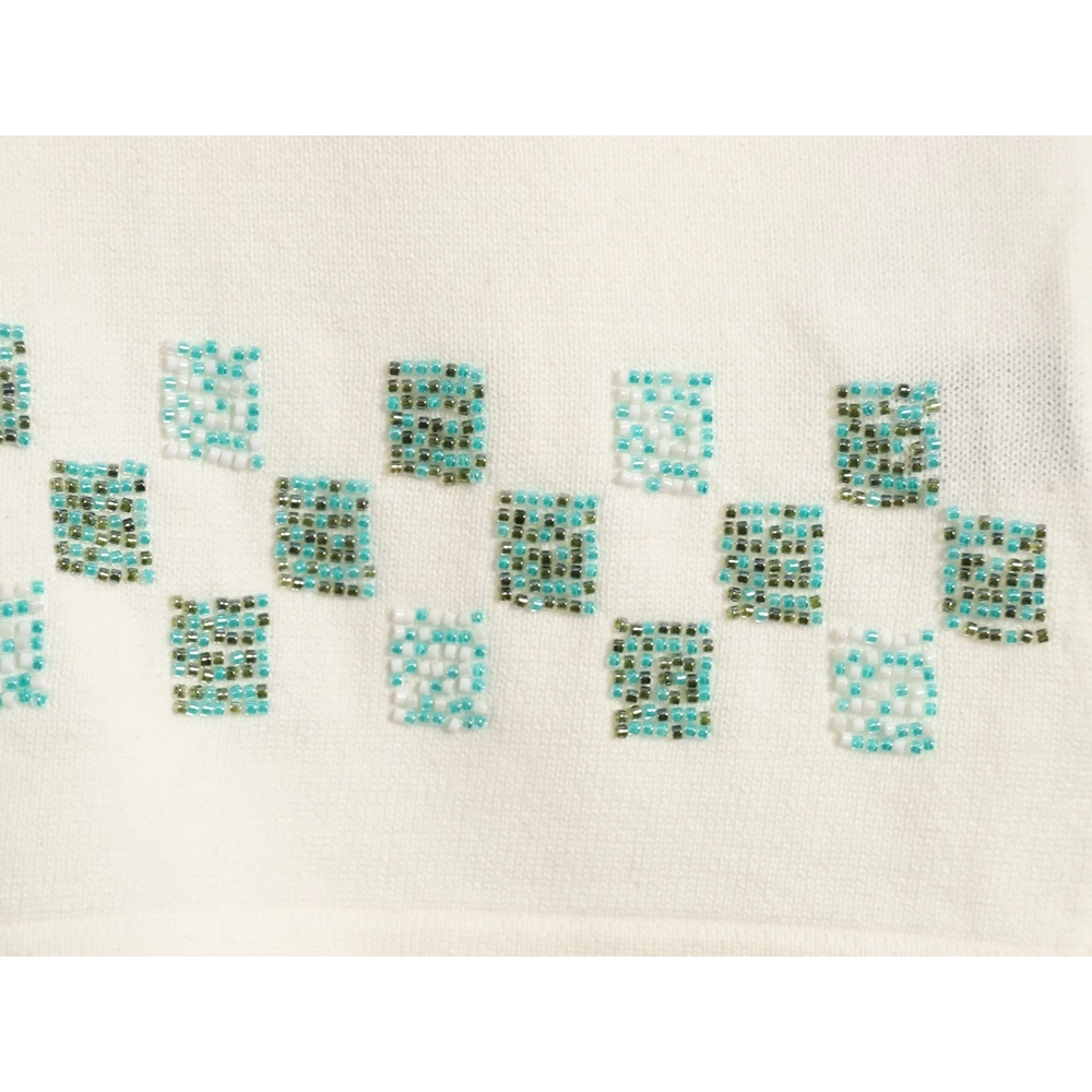Louis Vuitton Beaded Letter Hem Checkered Knit Short-Sleeve Top,Louis Vuitton