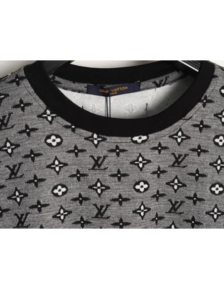 Louis Vuitton All-Over Monogram Jacquard Short-Sleeve T-Shirt TSK2,Louis Vuitton
