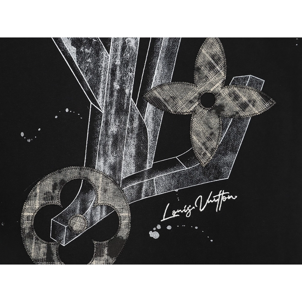 Louis Vuitton Sketch Clover Logo Print Short-Sleeve T-Shirt TSK1,Louis Vuitton