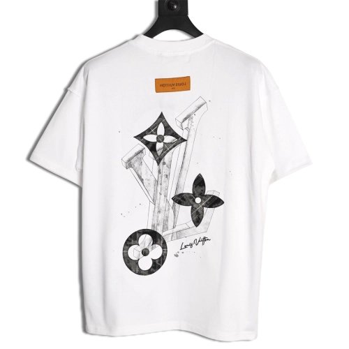 Louis Vuitton Sketch Clover Logo Print Short-Sleeve T-Shirt,Louis Vuitton