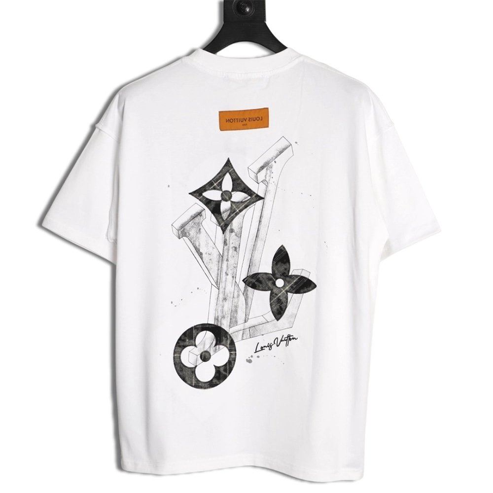 Louis Vuitton Sketch Clover Logo Print Short-Sleeve T-Shirt,Louis Vuitton