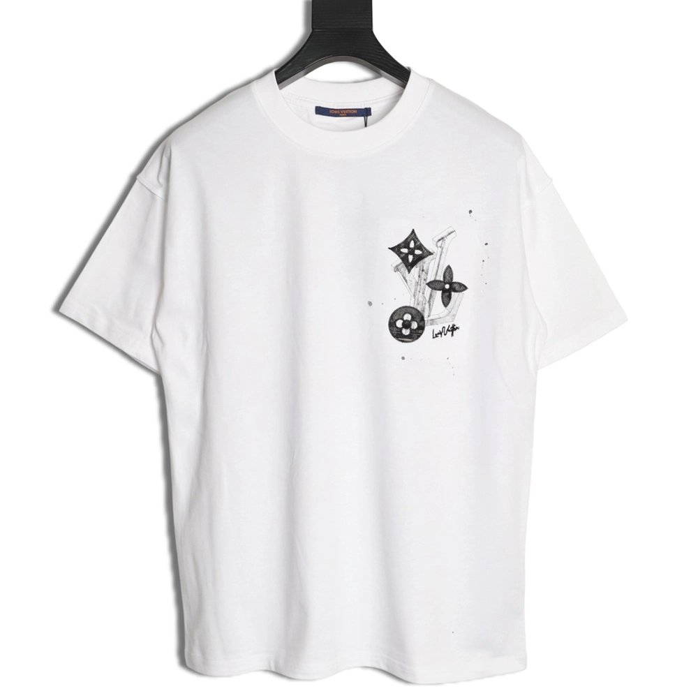 Louis Vuitton Sketch Clover Logo Print Short-Sleeve T-Shirt,Louis Vuitton