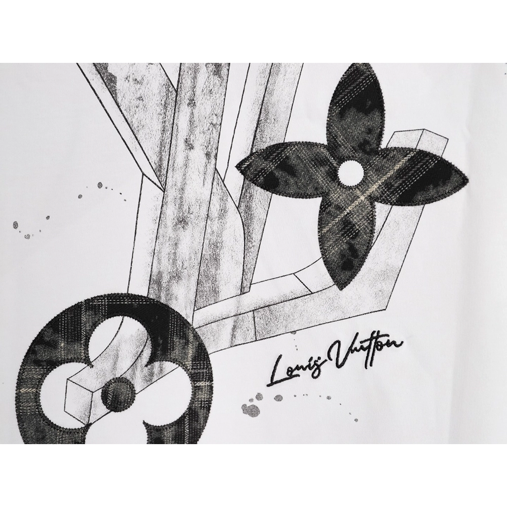 Louis Vuitton Sketch Clover Logo Print Short-Sleeve T-Shirt,Louis Vuitton