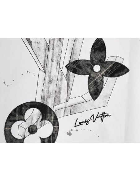 Louis Vuitton Sketch Clover Logo Print Short-Sleeve T-Shirt,Louis Vuitton