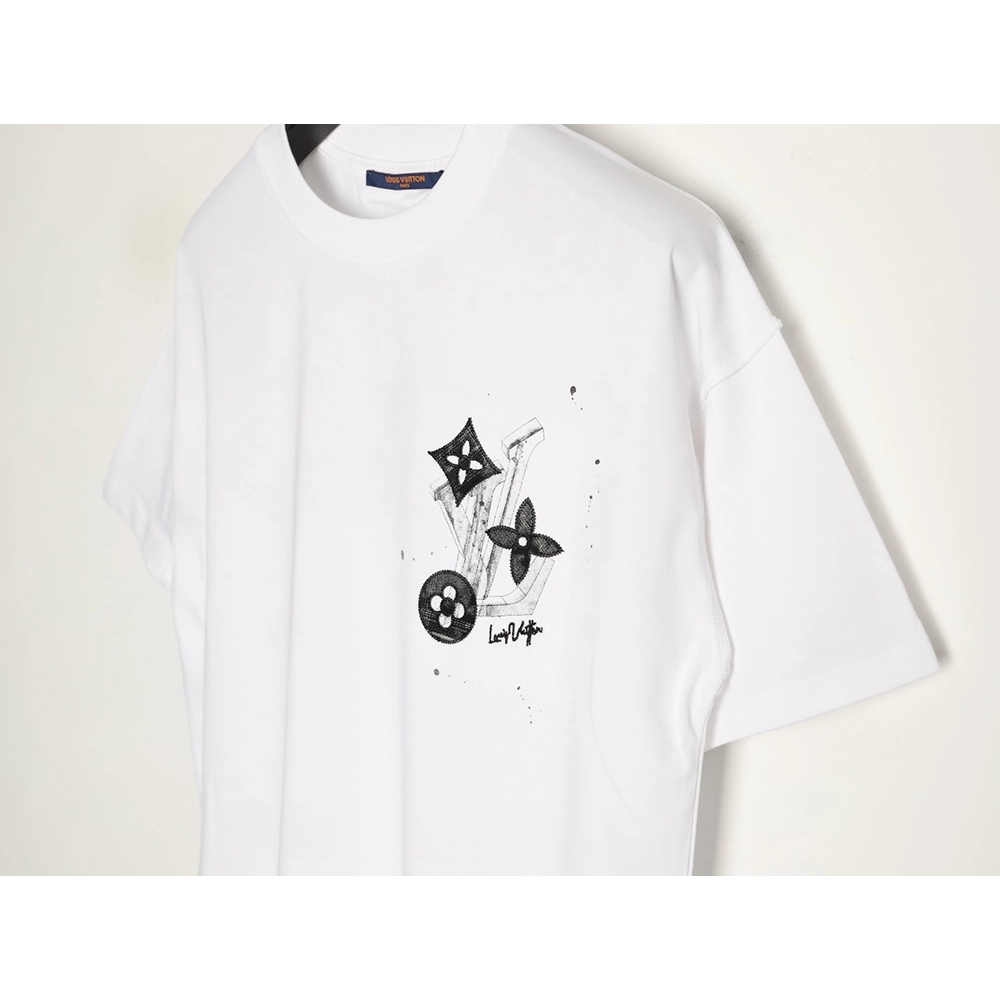 Louis Vuitton Sketch Clover Logo Print Short-Sleeve T-Shirt,Louis Vuitton