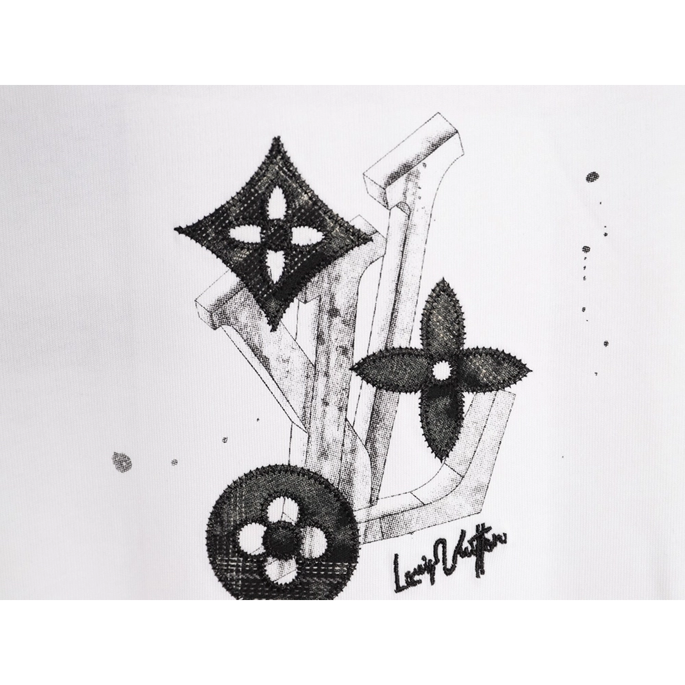 Louis Vuitton Sketch Clover Logo Print Short-Sleeve T-Shirt,Louis Vuitton