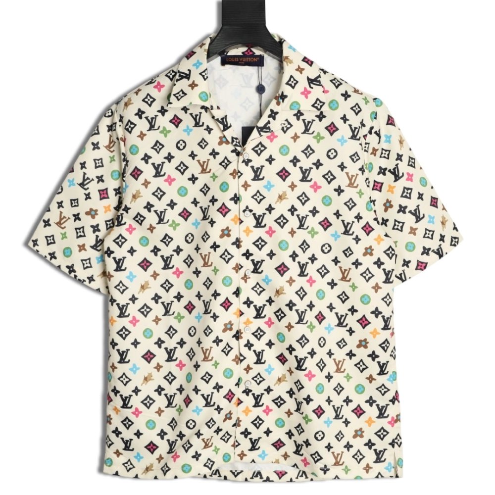 Louis Vuitton Collaboration Printed Mulberry Silk Short-Sleeve Shirt,Louis Vuitton