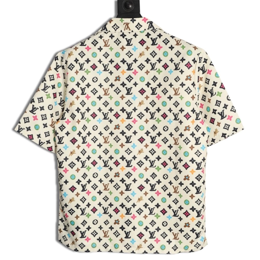Louis Vuitton Collaboration Printed Mulberry Silk Short-Sleeve Shirt,Louis Vuitton