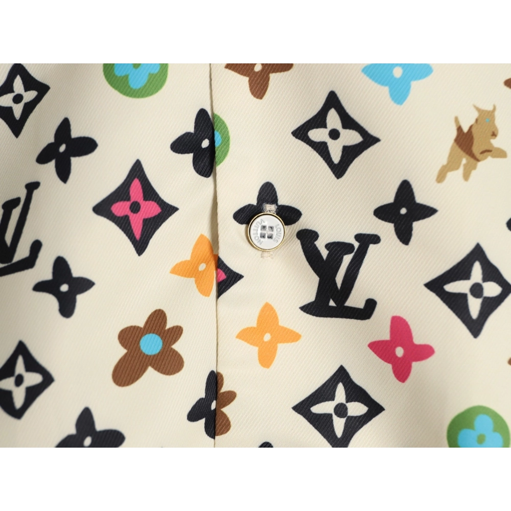 Louis Vuitton Collaboration Printed Mulberry Silk Short-Sleeve Shirt,Louis Vuitton