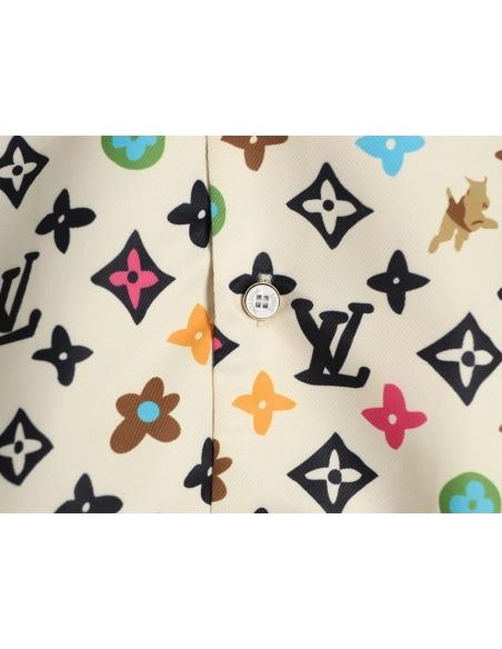 Louis Vuitton Collaboration Printed Mulberry Silk Short-Sleeve Shirt,Louis Vuitton