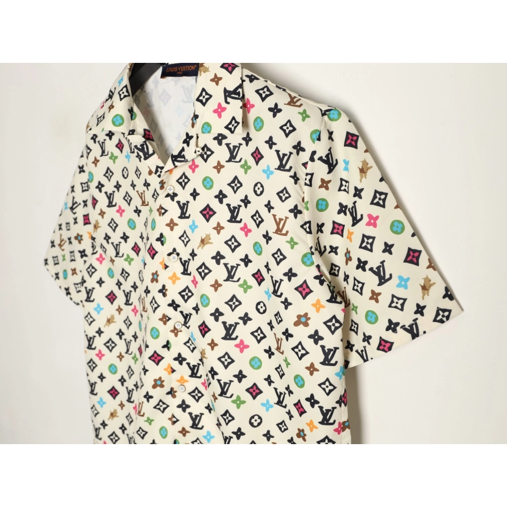 Louis Vuitton Collaboration Printed Mulberry Silk Short-Sleeve Shirt,Louis Vuitton