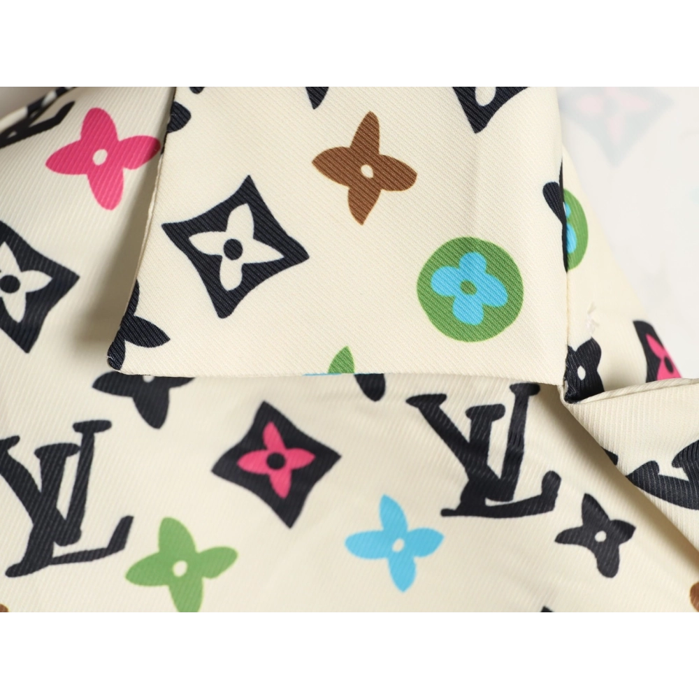 Louis Vuitton Collaboration Printed Mulberry Silk Short-Sleeve Shirt,Louis Vuitton