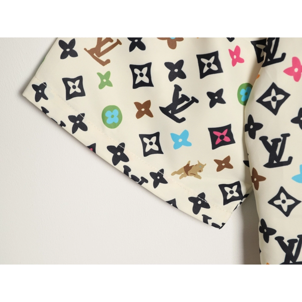 Louis Vuitton Collaboration Printed Mulberry Silk Short-Sleeve Shirt,Louis Vuitton