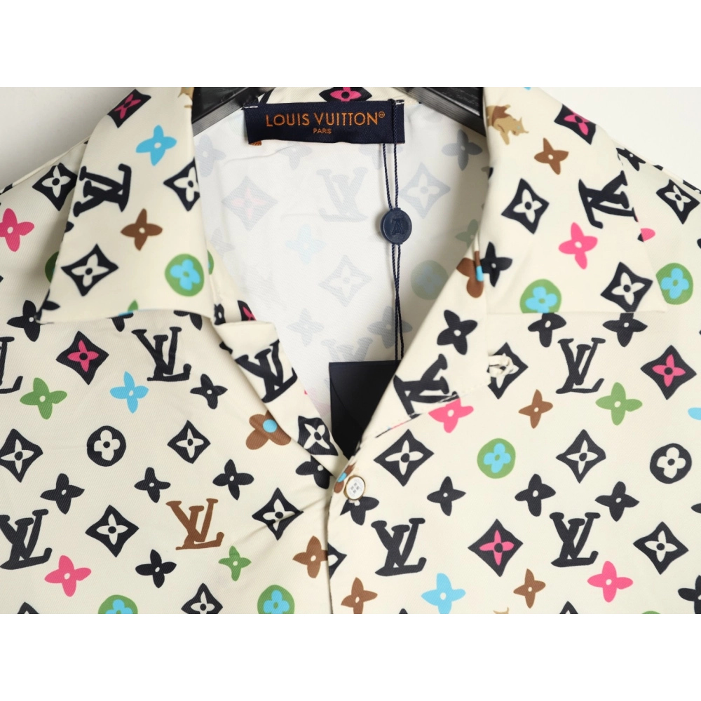 Louis Vuitton Collaboration Printed Mulberry Silk Short-Sleeve Shirt,Louis Vuitton