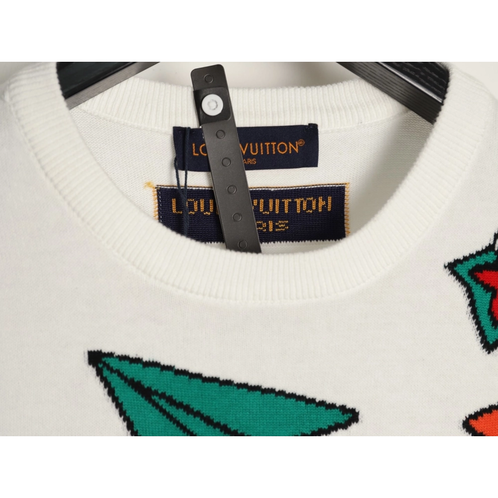 Louis Vuitton Airplane Jacquard Crewneck Short-Sleeve Knit T-Shirt,Louis Vuitton