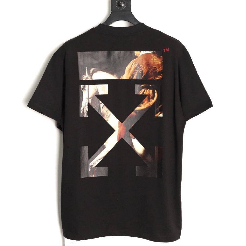 OFF WHITE Horse Print Short-Sleeve T-Shirt TSK1,Off White