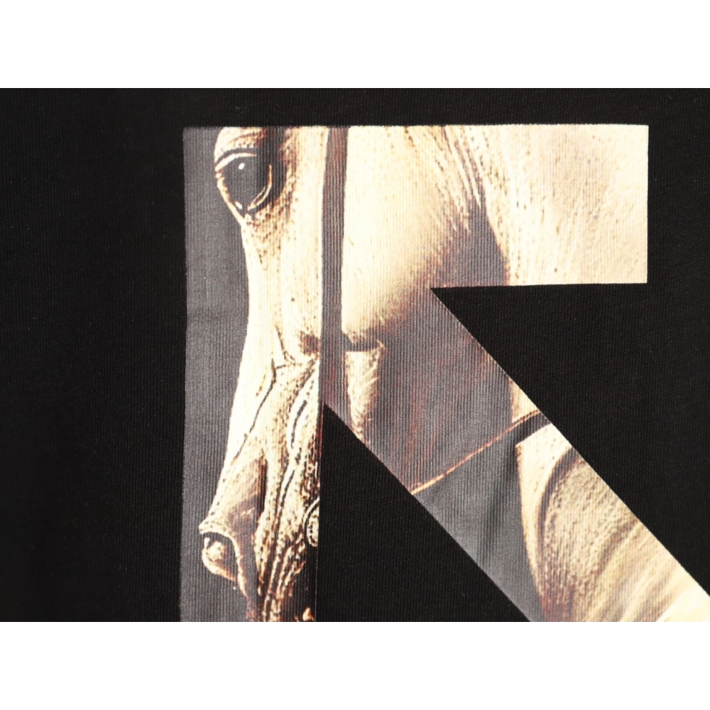 OFF WHITE Horse Print Short-Sleeve T-Shirt TSK1,Off White