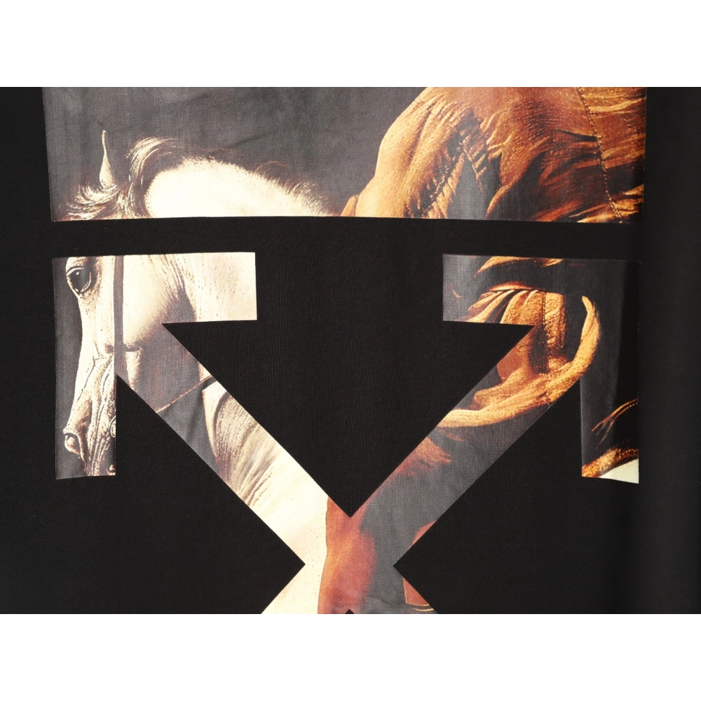 OFF WHITE Horse Print Short-Sleeve T-Shirt TSK1,Off White