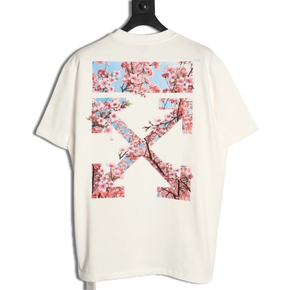 OFF-WHITE Cherry Blossom Embroidered Short-Sleeve Shirt,Off White