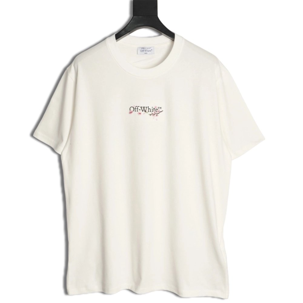 OFF-WHITE Cherry Blossom Embroidered Short-Sleeve Shirt,Off White