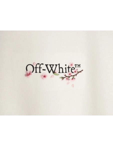 OFF-WHITE Cherry Blossom Embroidered Short-Sleeve Shirt,Off White