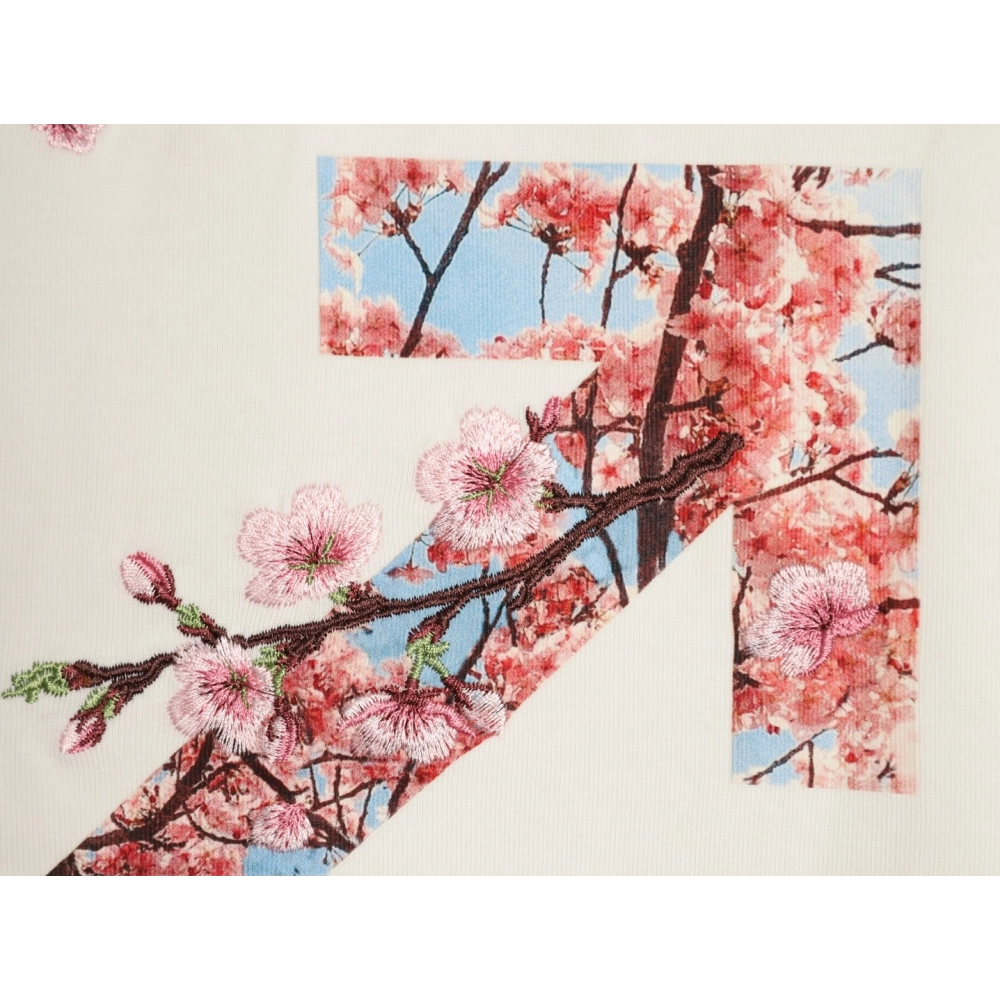 OFF-WHITE Cherry Blossom Embroidered Short-Sleeve Shirt,Off White