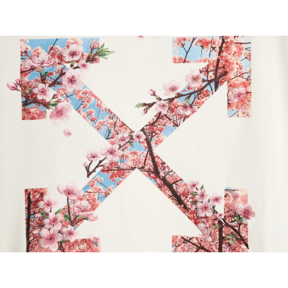 OFF-WHITE Cherry Blossom Embroidered Short-Sleeve Shirt,Off White
