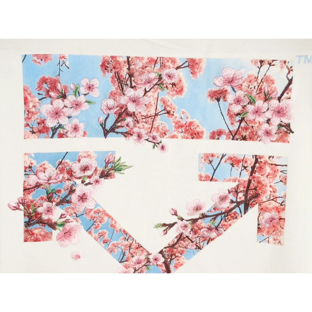 OFF-WHITE Cherry Blossom Embroidered Short-Sleeve Shirt,Off White