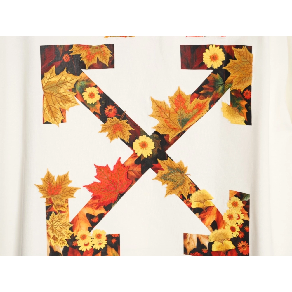 OFF-WHITE Autumn Embroidered Leaf Short-Sleeve T-Shirt,Off White