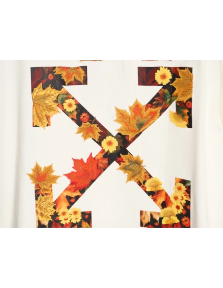 OFF-WHITE Autumn Embroidered Leaf Short-Sleeve T-Shirt,Off White