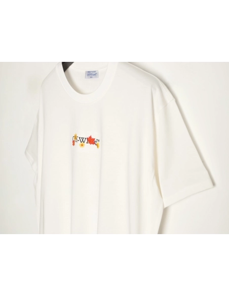 OFF-WHITE Autumn Embroidered Leaf Short-Sleeve T-Shirt,Off White