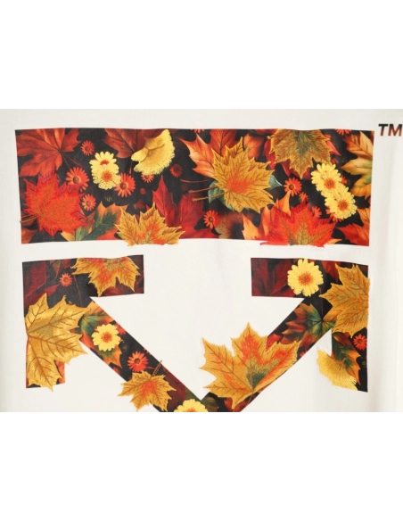 OFF-WHITE Autumn Embroidered Leaf Short-Sleeve T-Shirt,Off White