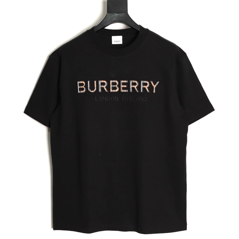 Burberry Plaid Patch Embroidery Short-Sleeve T-Shirt TSK1,Burberry