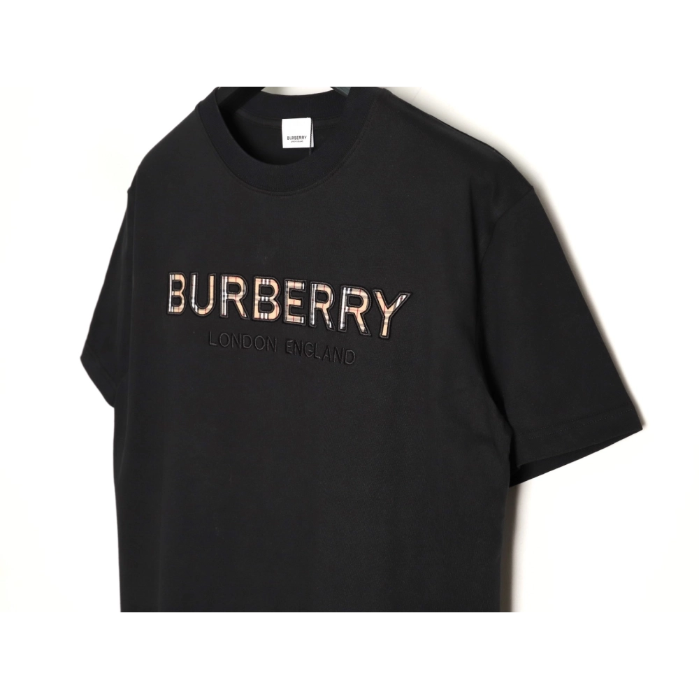 Burberry Plaid Patch Embroidery Short-Sleeve T-Shirt TSK1,Burberry