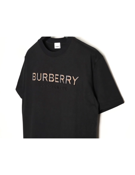 Burberry Plaid Patch Embroidery Short-Sleeve T-Shirt TSK1,Burberry