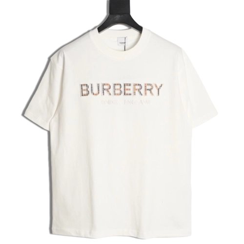 Burberry Plaid Patch Embroidery Short-Sleeve T-Shirt,Burberry