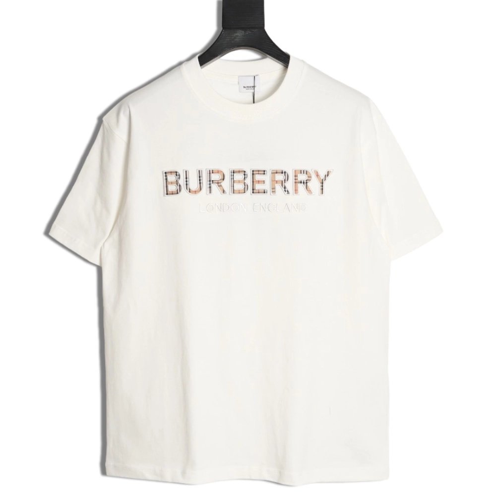 Burberry Plaid Patch Embroidery Short-Sleeve T-Shirt,Burberry