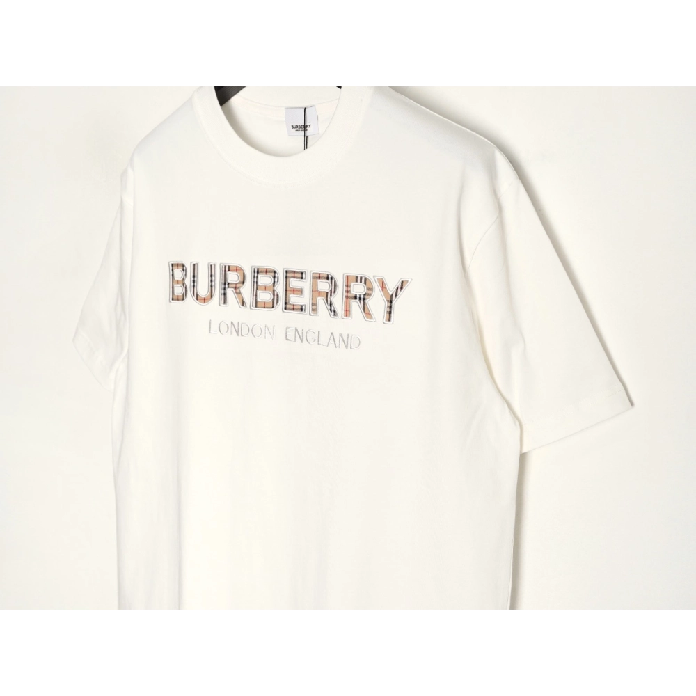 Burberry Plaid Patch Embroidery Short-Sleeve T-Shirt,Burberry