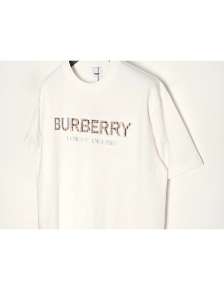 Burberry Plaid Patch Embroidery Short-Sleeve T-Shirt,Burberry
