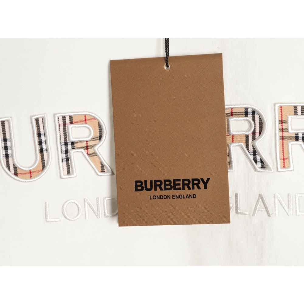 Burberry Plaid Patch Embroidery Short-Sleeve T-Shirt,Burberry
