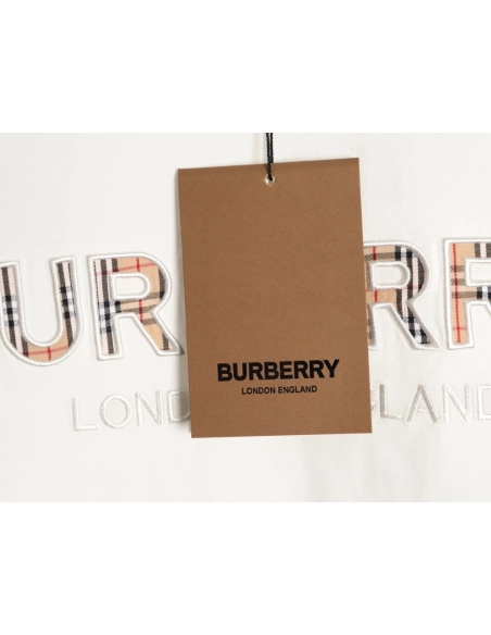 Burberry Plaid Patch Embroidery Short-Sleeve T-Shirt,Burberry
