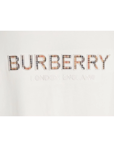 Burberry Plaid Patch Embroidery Short-Sleeve T-Shirt,Burberry