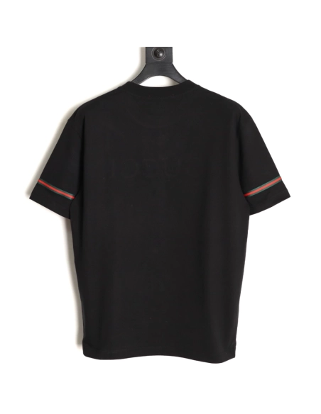 Gucci red and green 3D embroidered ribbon short-sleeved T-shirt TSK1,Gucci