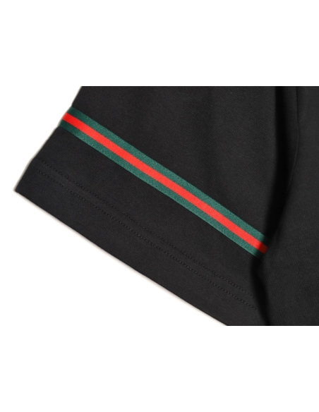 Gucci red and green 3D embroidered ribbon short-sleeved T-shirt TSK1,Gucci