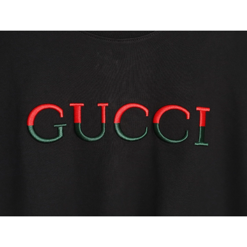 Gucci red and green 3D embroidered ribbon short-sleeved T-shirt TSK1,Gucci